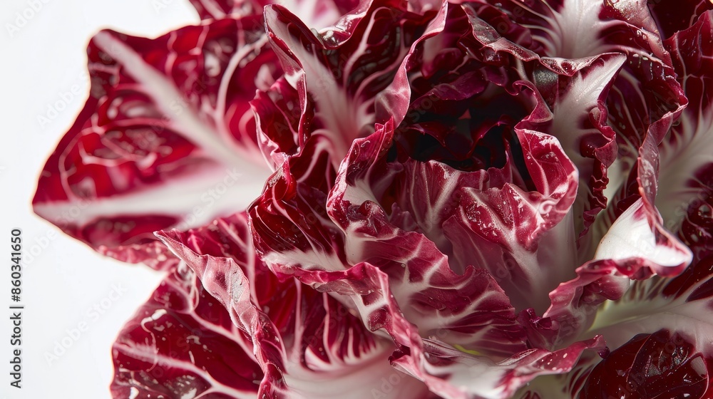 Premium red radicchio product closeup isolated on pure white backdrop for advertisement Premium red radicchio product closeup isolated on pure white backdrop for advertisement