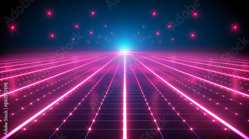 Pink neon grid in dark