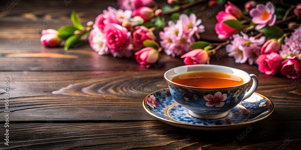 A cup of aromatic tea on a cosy table. Cheerful life-affirming concept.
A cup of aromatic tea on a cosy table. Cheerful life-affirming concept.