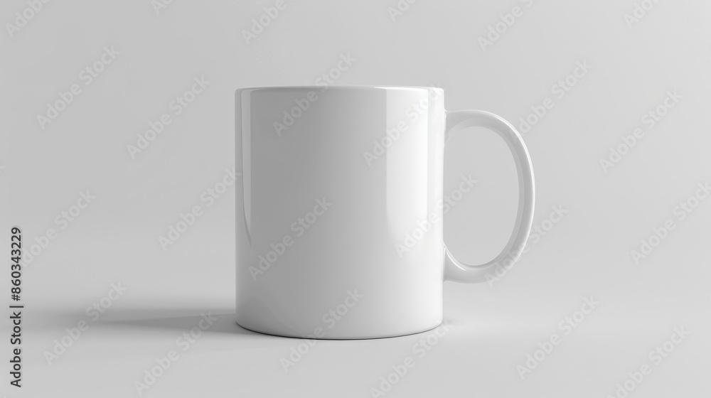Minimalistic ceramic mug in pure white on white backdrop for design showcase. Minimalistic ceramic mug in pure white on white backdrop for design showcase.