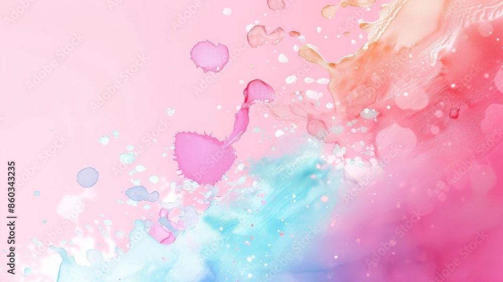 Abstract wallpaper showcasing watercolor splashes, soft and pastel tones, fluid and artistic design, ideal for creative and imaginative spaces