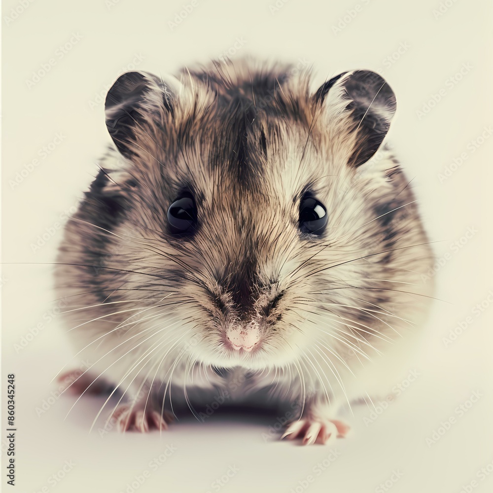 A close-up portrait of a cute hamster with detailed fur and bright, black eyes. A close-up portrait of a cute hamster with detailed fur and bright, black eyes.