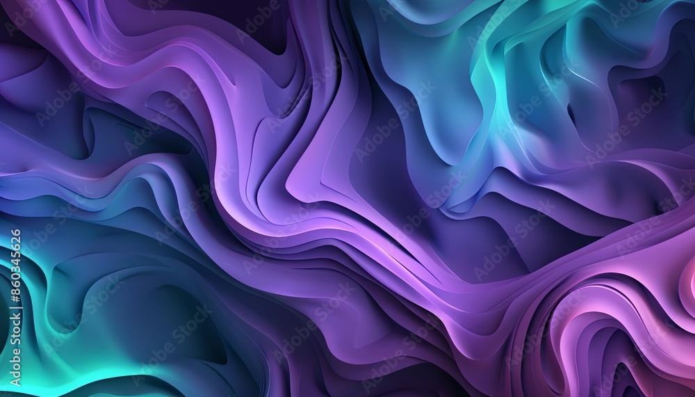 Obraz premium Abstract fluid waves in purple and teal color scheme