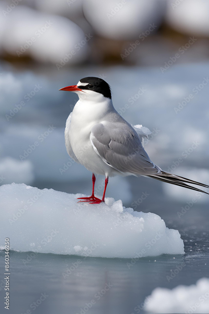 Atlantic Puffin on the snow Island Atlantic Puffin on the snow Island