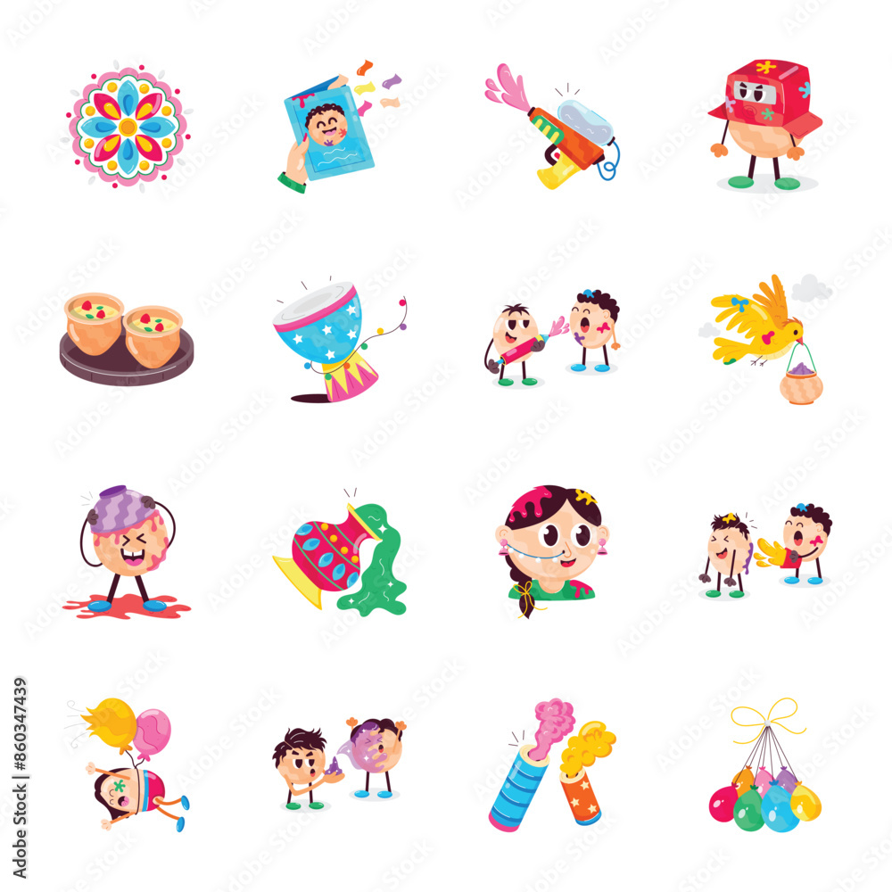Trendy Flat Stickers of Holi Fun
Trendy Flat Stickers of Holi Fun