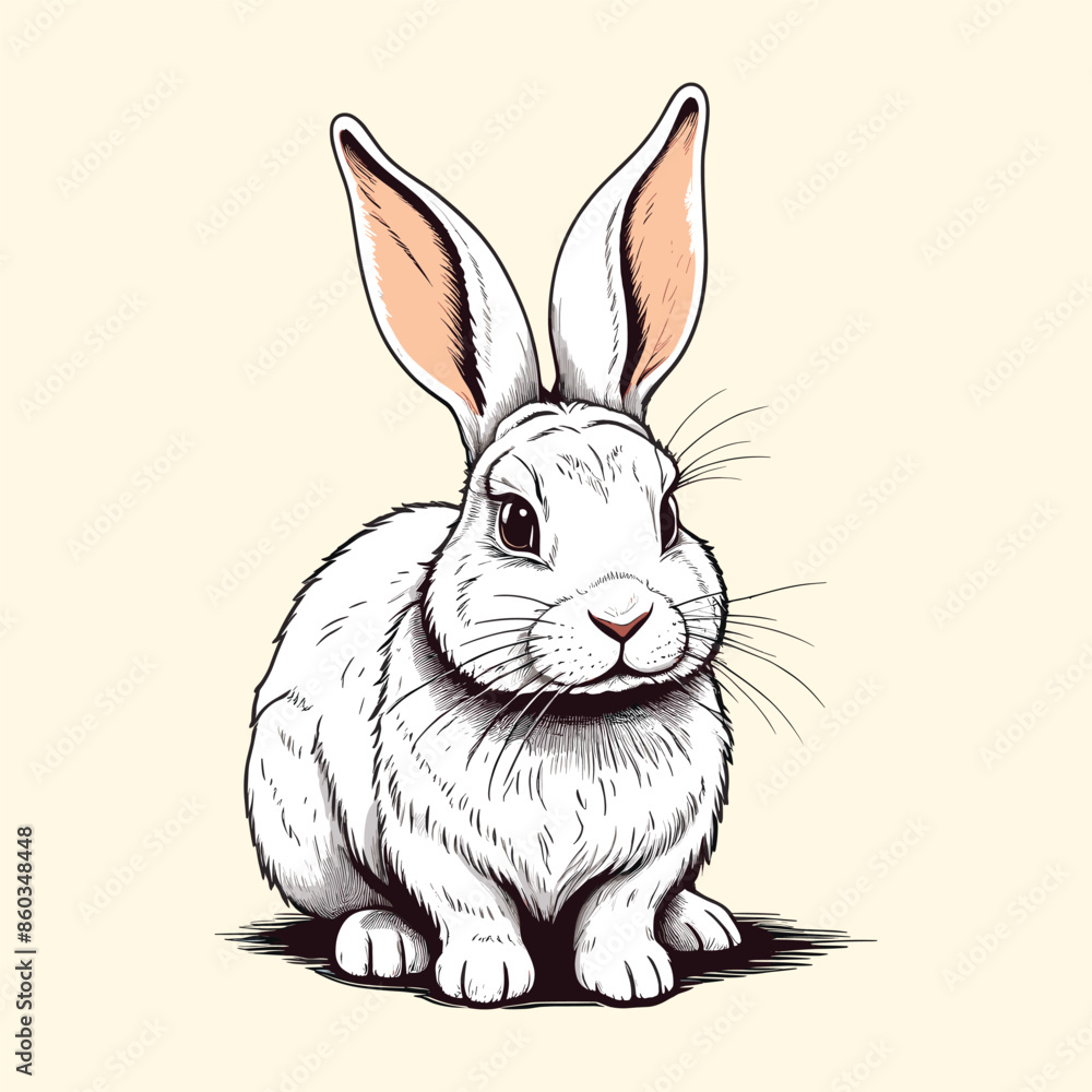 Bunny in Engraved Line Drawing Style Bunny in Engraved Line Drawing Style