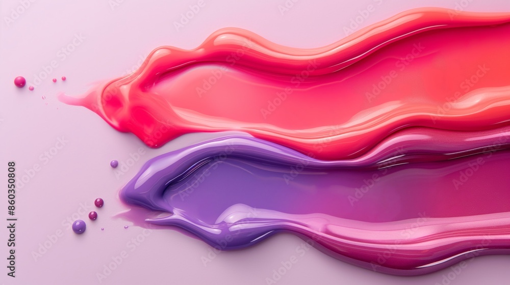 Vibrant pink and purple nail polish on a pastel abstract background. Vibrant pink and purple nail polish on a pastel abstract background.
