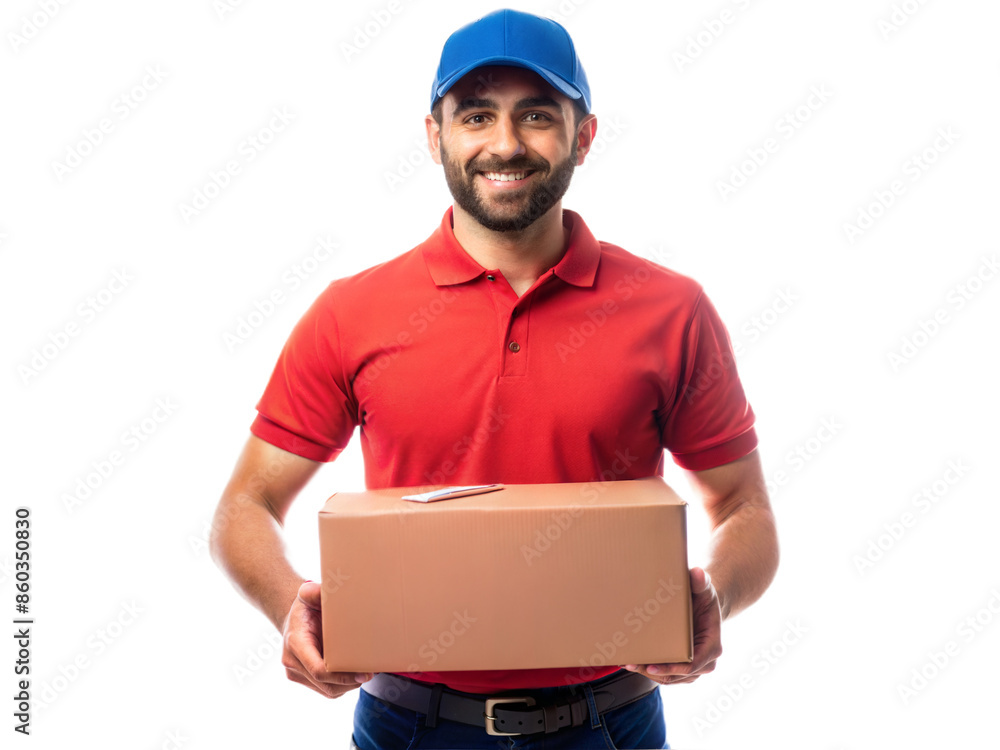 A delivery service man on white background A delivery service man on white background