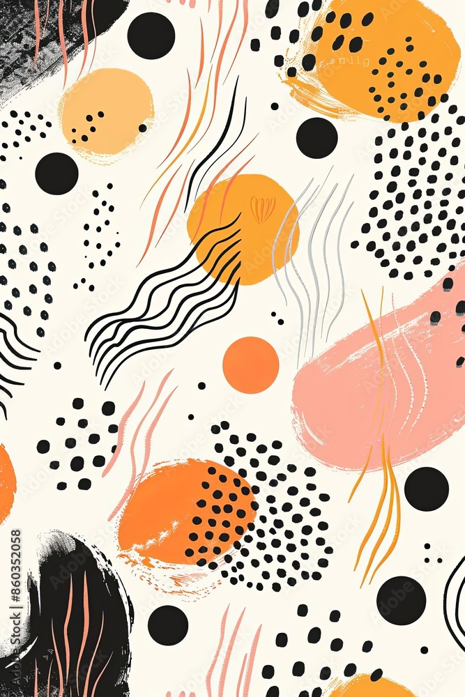 Vibrant Abstract Art with Orange, Black, and Pink Elements Vibrant Abstract Art with Orange, Black, and Pink Elements