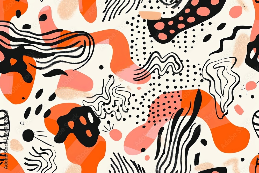 Abstract Geometric Pattern with Orange, Black, and White Elements Abstract Geometric Pattern with Orange, Black, and White Elements