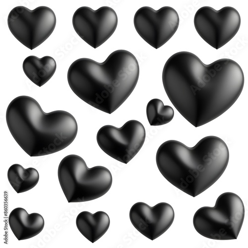 3D black hearts