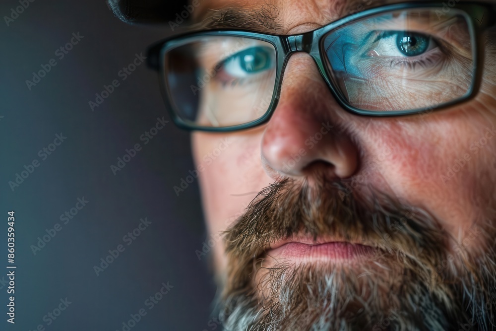 Stern look of an experienced businessman with a gray beard, portrait Stern look of an experienced businessman with a gray beard, portrait