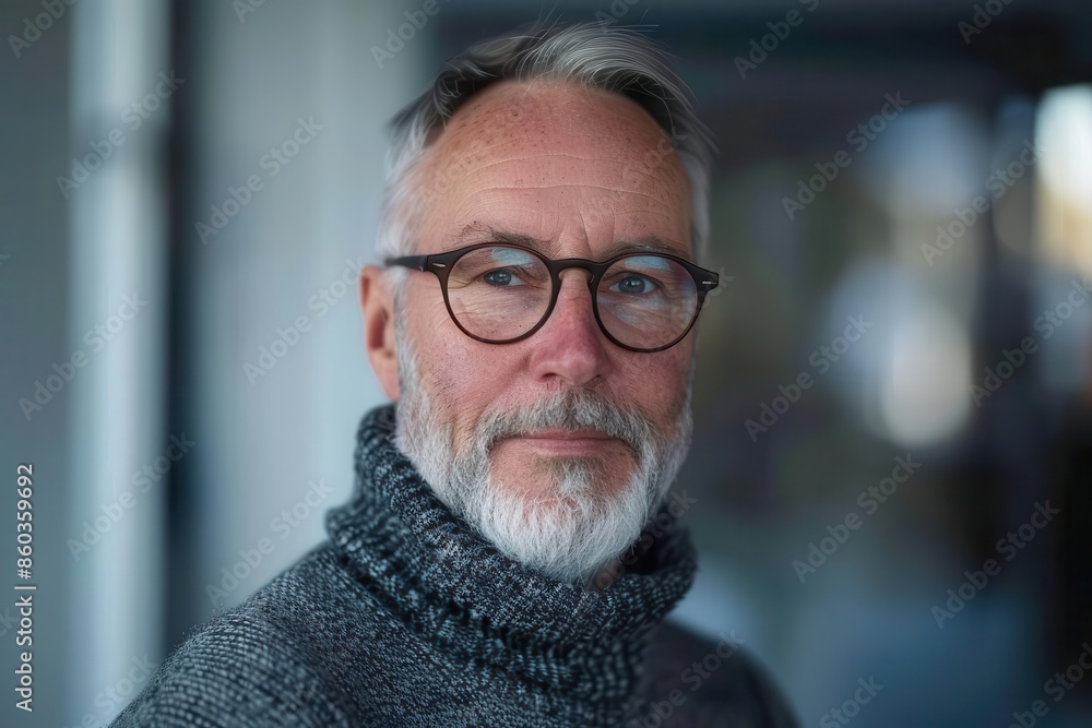 Stern look of an experienced businessman with a gray beard, portrait Stern look of an experienced businessman with a gray beard, portrait