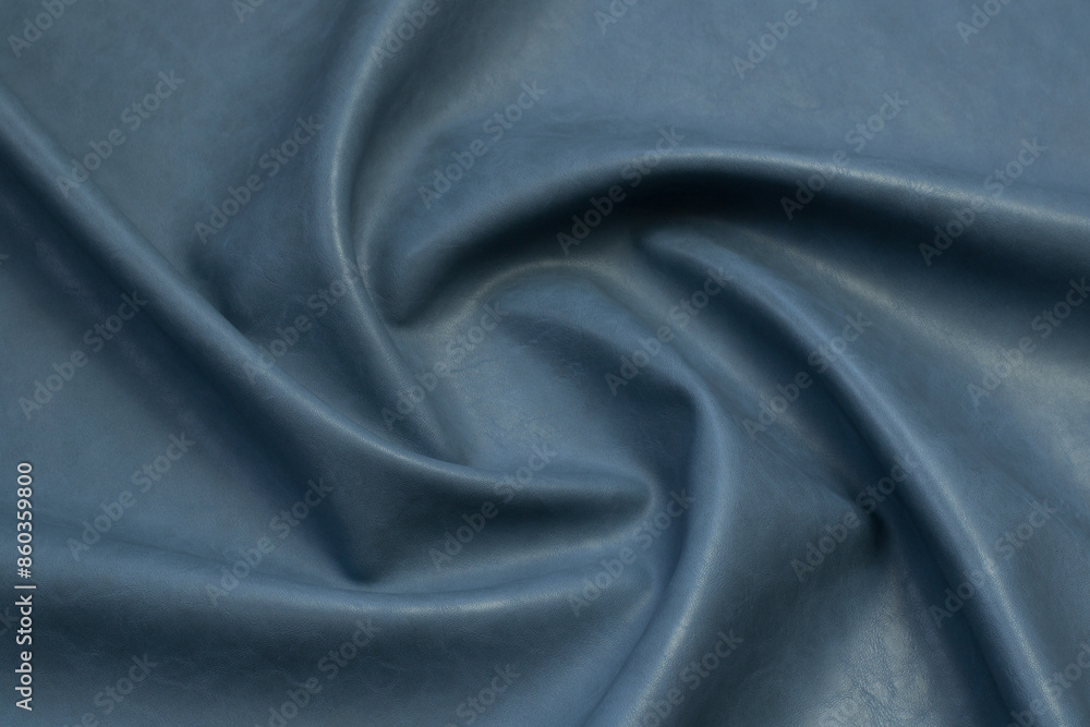 Obraz premium blue artificial leather with waves and folds on PVC base