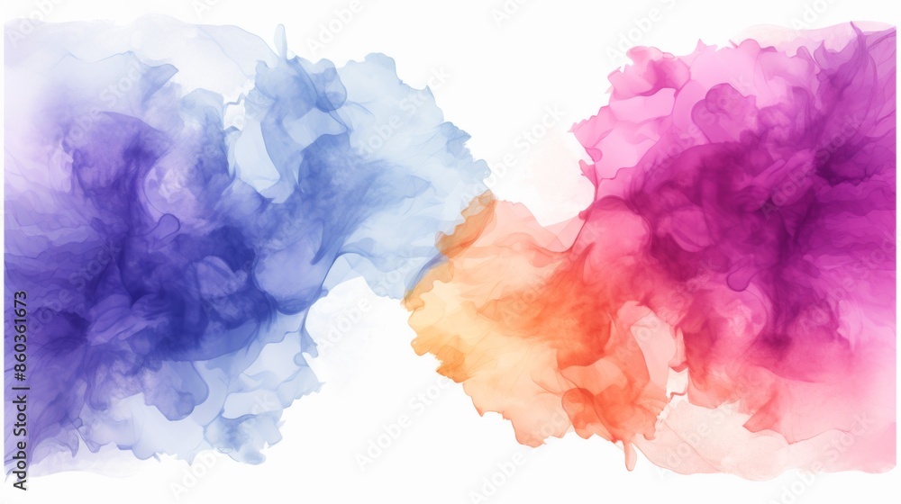 Fototapeta premium An elegant abstract smoke design with purples and blues fading into white, resembling cloud formations or nebulae