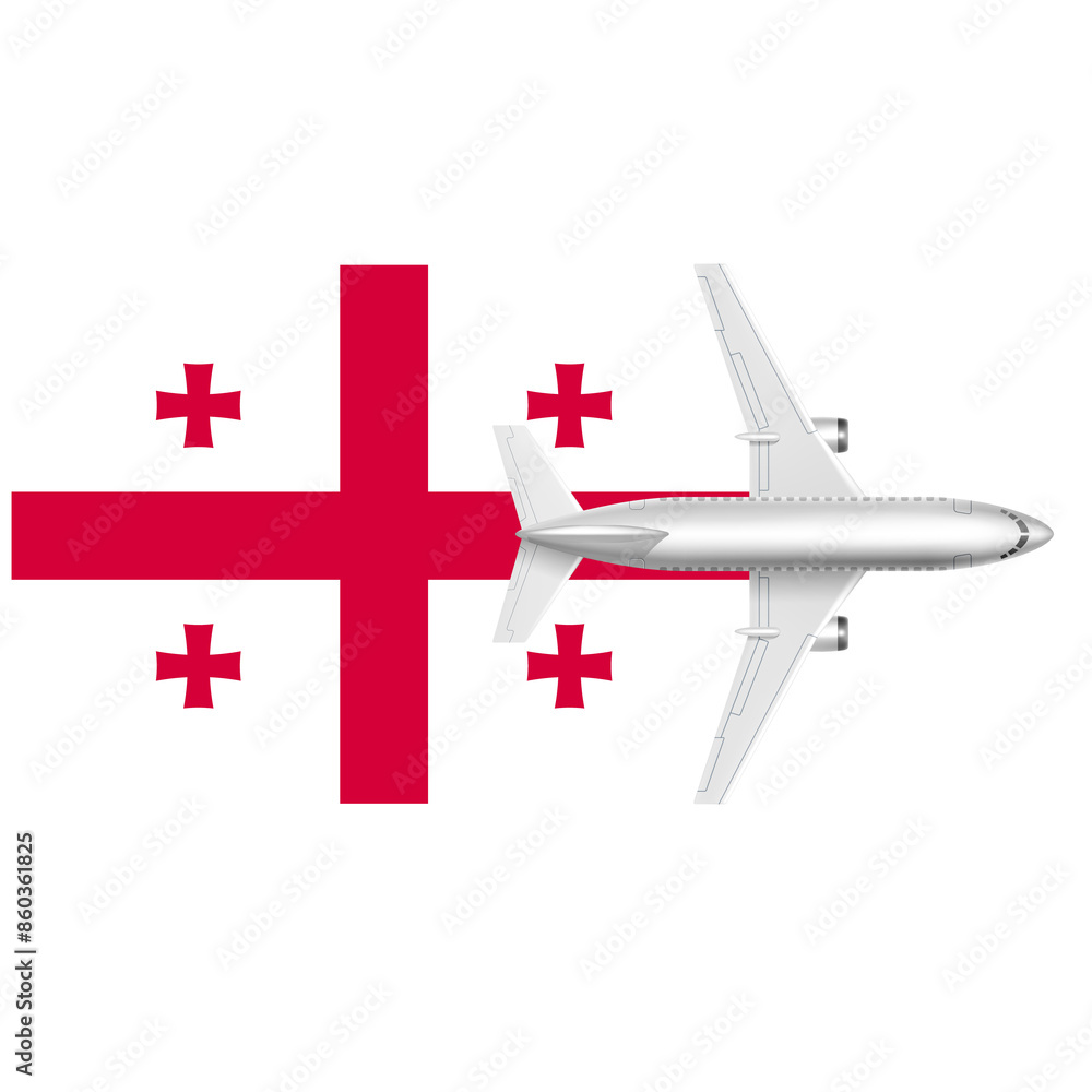 Obraz premium Georgia flag with Plane on png background