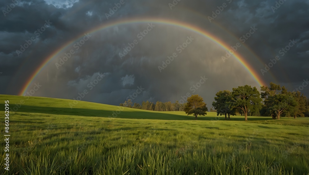 A rainbow arching over a tranquil, emerald-green meadow ai_generated A rainbow arching over a tranquil, emerald-green meadow ai_generated