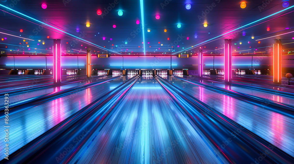 neon bowling room generated by AI neon bowling room generated by AI