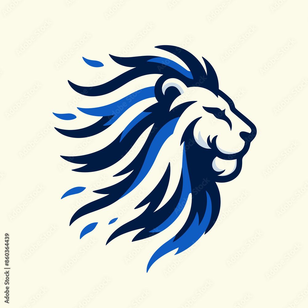 Fototapeta premium A blue and white silhouette of an evil lion