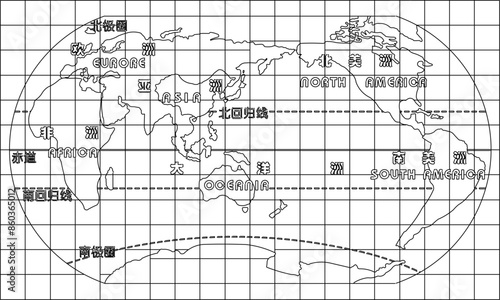 Sketch illustration silhouette vector detailed design engineering drawing world map miniature model Japan
