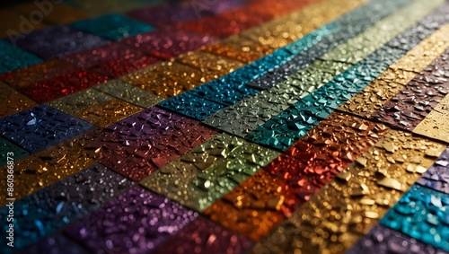 The rich texture of metallic paints catching the light in a mosaic of shimmering colors ai_generated