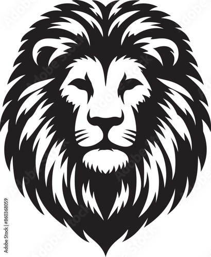 Wallpaper Mural lion head vector silhouette white background Torontodigital.ca