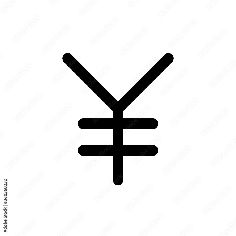 Obraz premium Yen icon in black, outline style and transparent background
