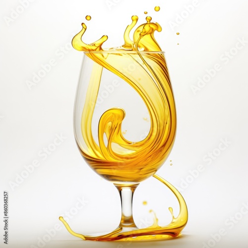Splash of yellow liquid in a glass