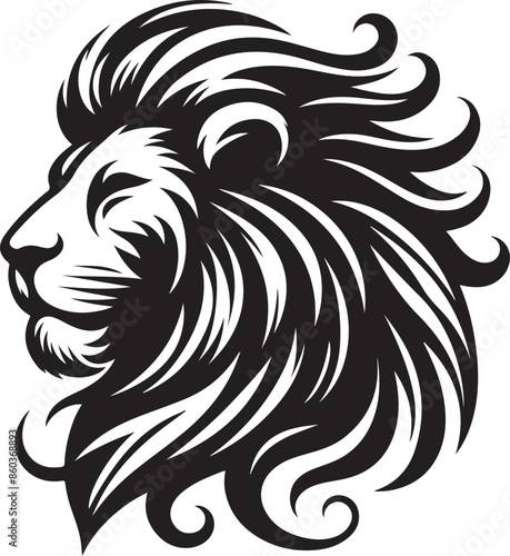 Wallpaper Mural lion head vector silhouette white background Torontodigital.ca