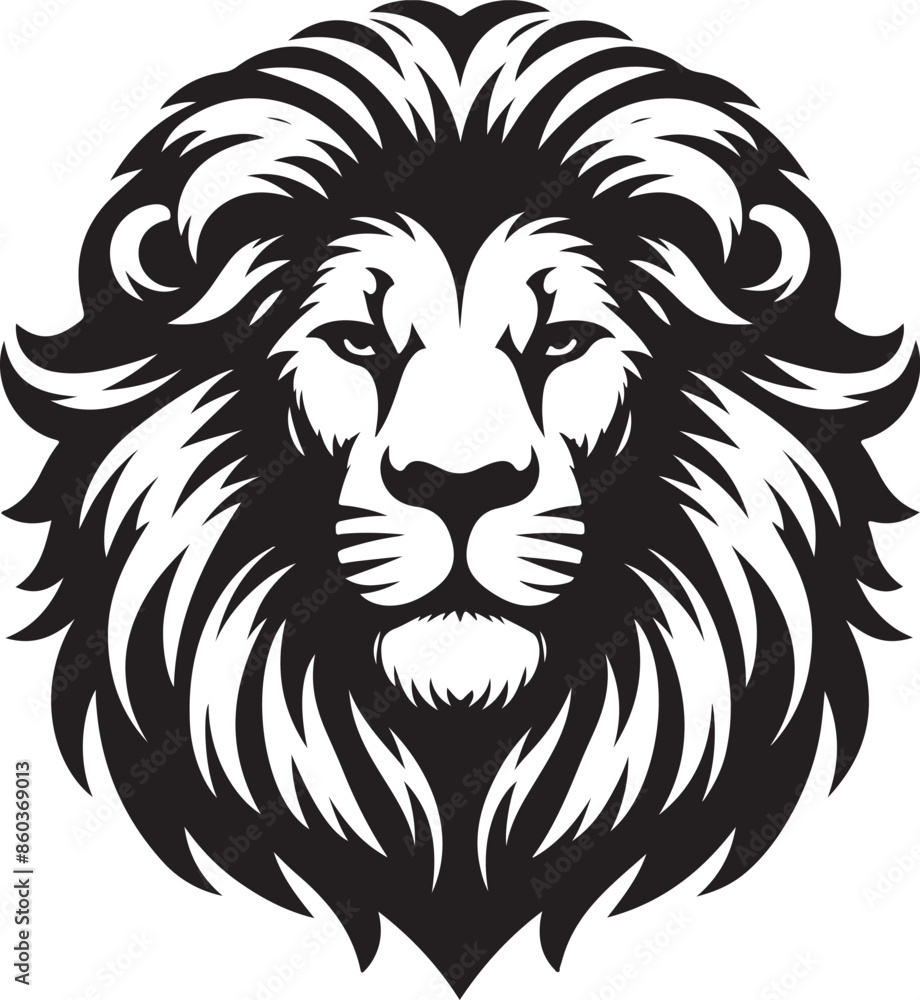 Fototapeta premium lion head vector silhouette white background