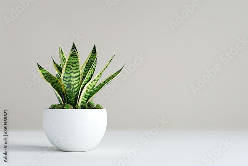 Dracaena Trifasciata Snake Plants (Sansevieria Trifasciata) in a ceramic pot isolated on white photo