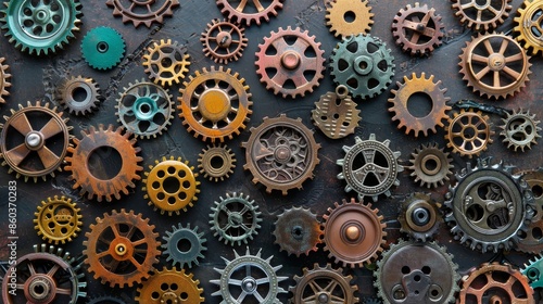Wallpaper Mural A collection of old-fashioned gears with a vintage feel generated by AI Torontodigital.ca