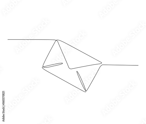 Continuous one line drawing of Paper envelope design. Paper mail simple outline illustration. Editable stroke.