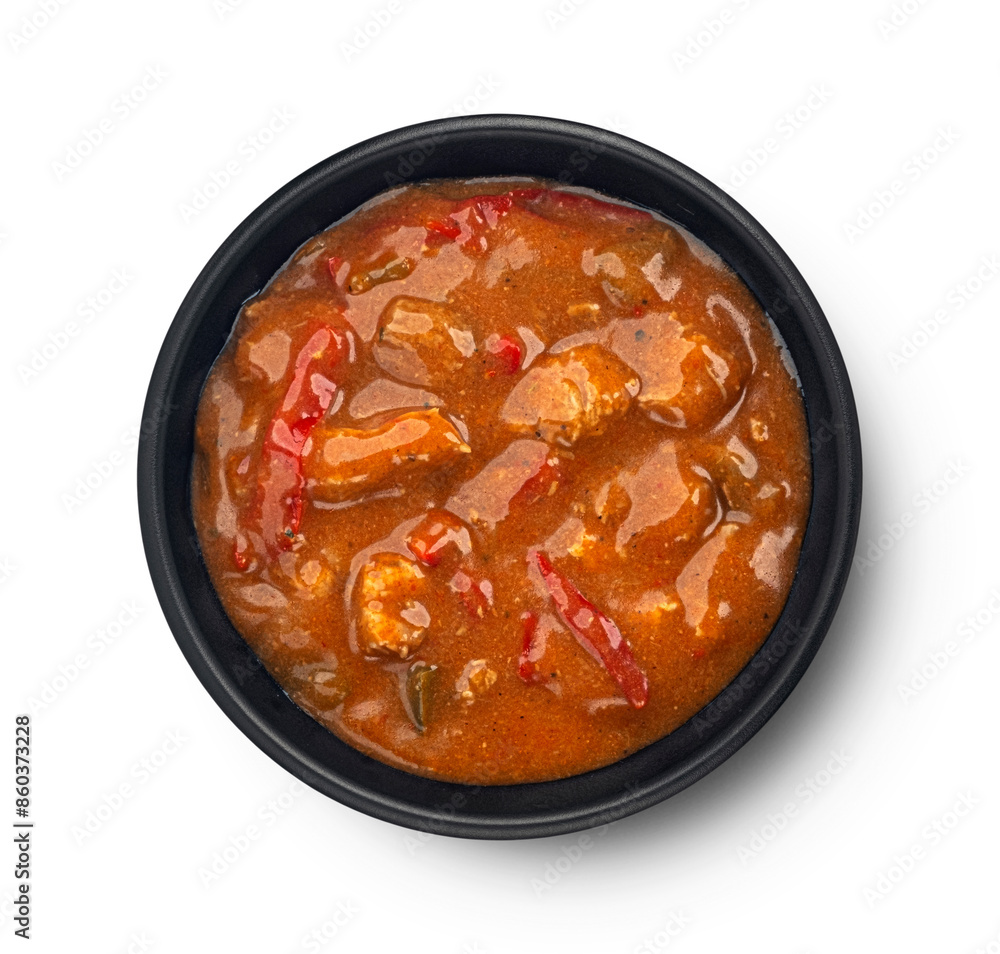 Beef stew isolated on white background, top view Beef stew isolated on white background, top view