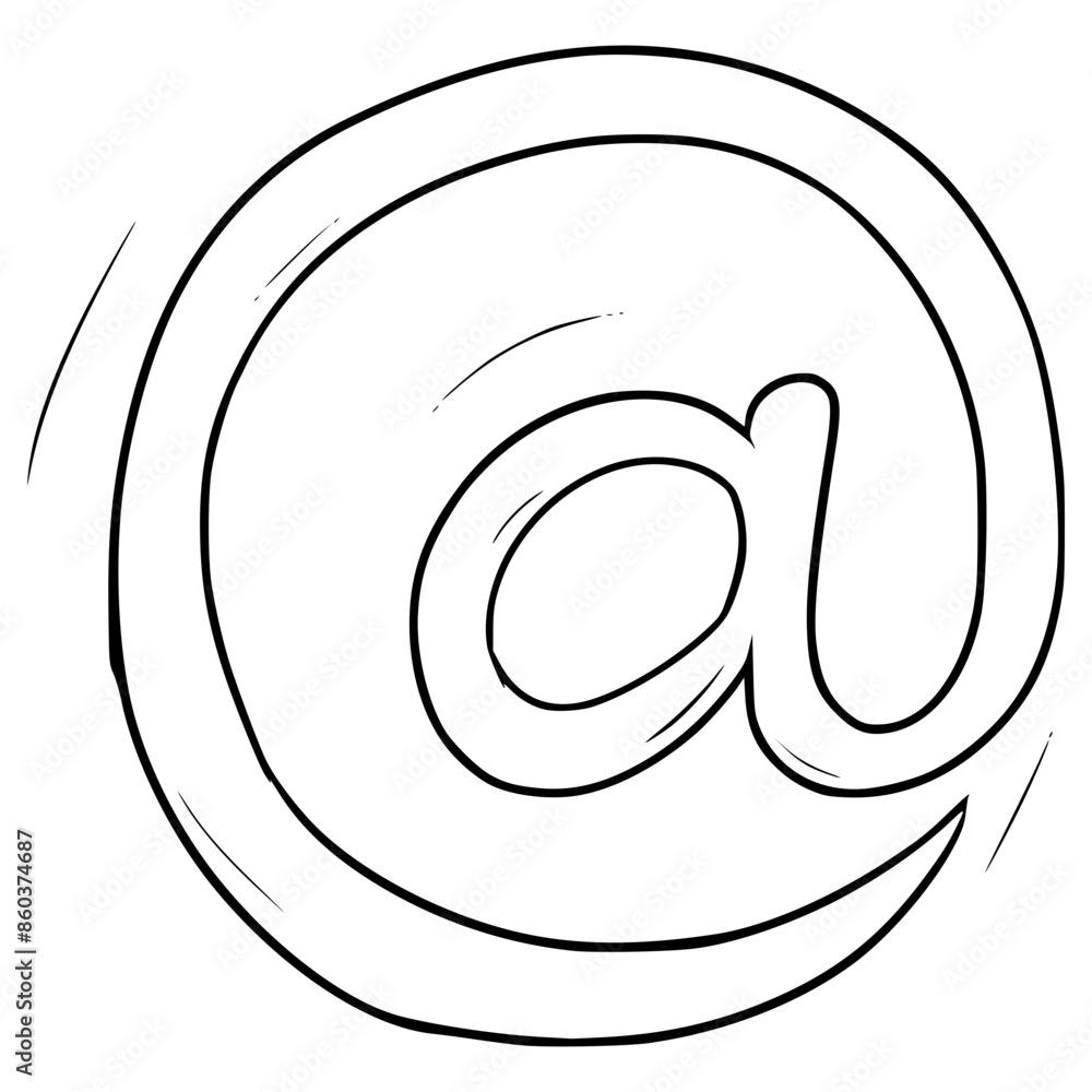 arroba sign illustration hand drawn outline vector arroba sign illustration hand drawn outline vector