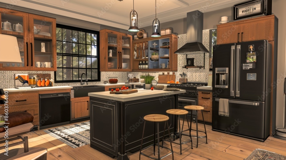 216. Kitchen with a breakfast bar, stools, and appliances 216. Kitchen with a breakfast bar, stools, and appliances