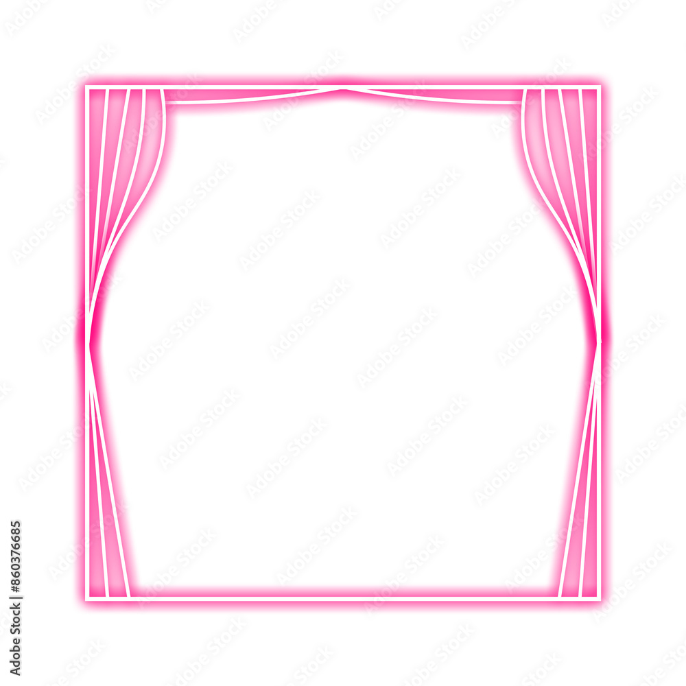 pink frame square and curtain neon light pink frame square and curtain neon light