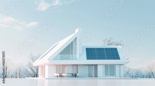 smart home with solar panels rooftop