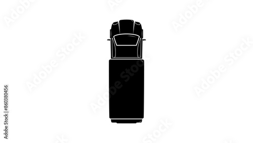 small truck top view, black isolated silhouette photo