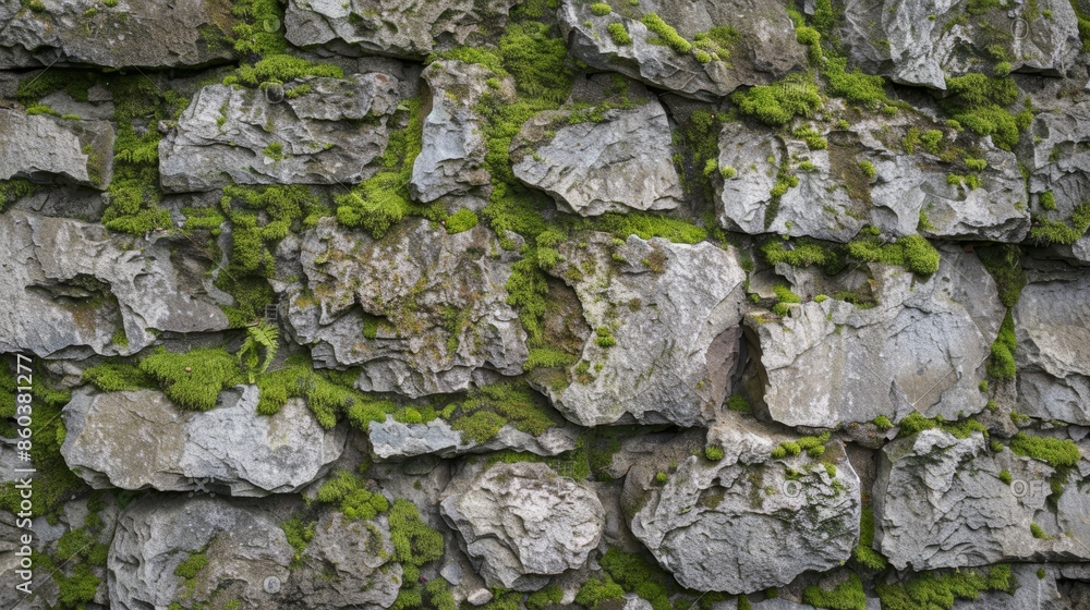 Rustic Stone Wall Texture with Moss Growth for Outdoor Scenes Generative AI Rustic Stone Wall Texture with Moss Growth for Outdoor Scenes Generative AI
