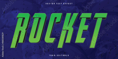 Rocket editable text effect, customizable  3D font style
