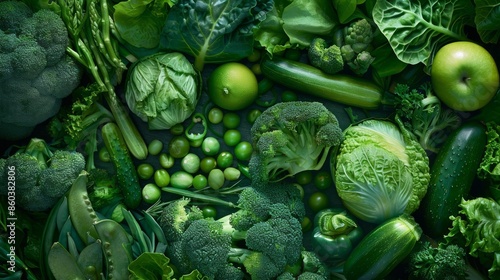 green vegetables, bright colors, healthylife, AI Generative