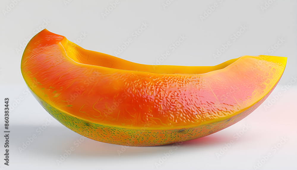 Fresh juicy mango fruit slice on grey background Fresh juicy mango fruit slice on grey background