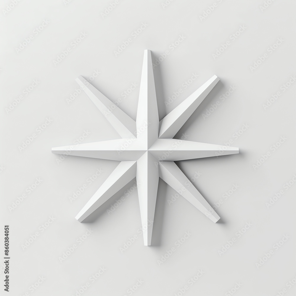 3D White Asterisk on White Background 3D White Asterisk on White Background