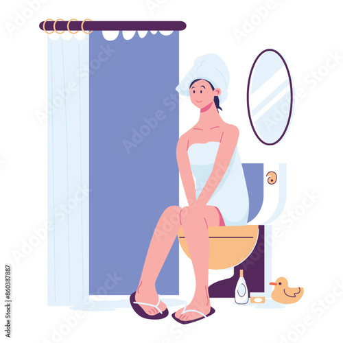 woman is devecating flat style illustration vector design