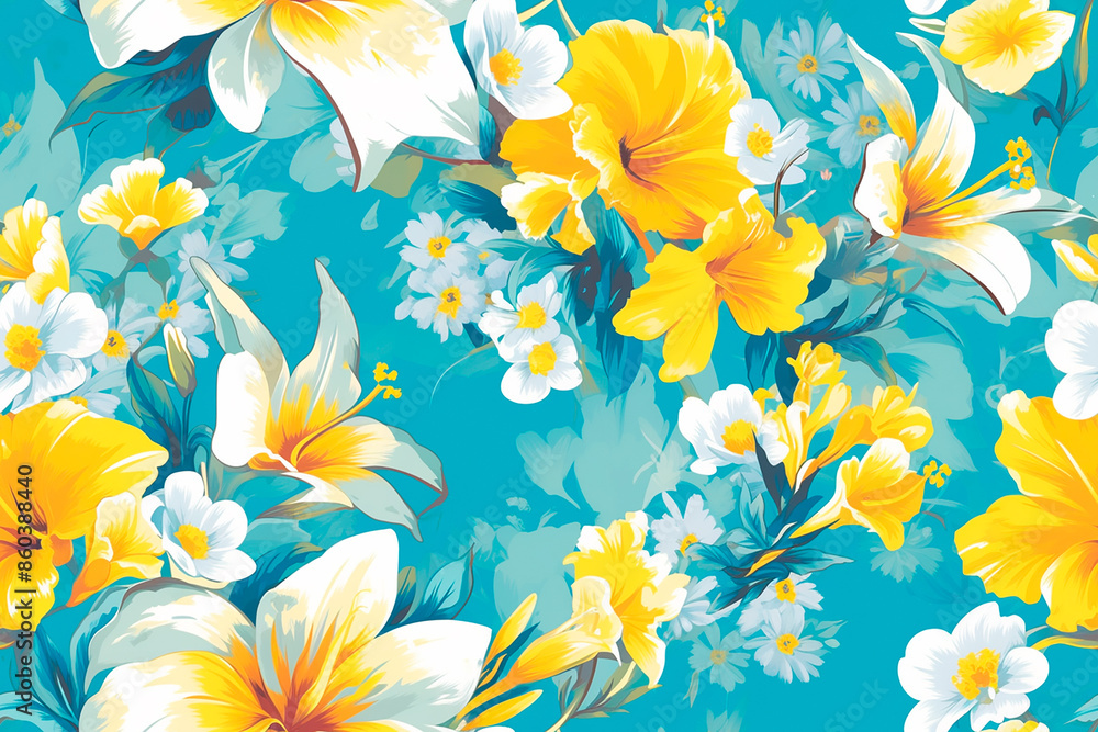 Obraz premium Abstract blue and gold swirling pattern creating a luxurious, seamless design with intricate details.