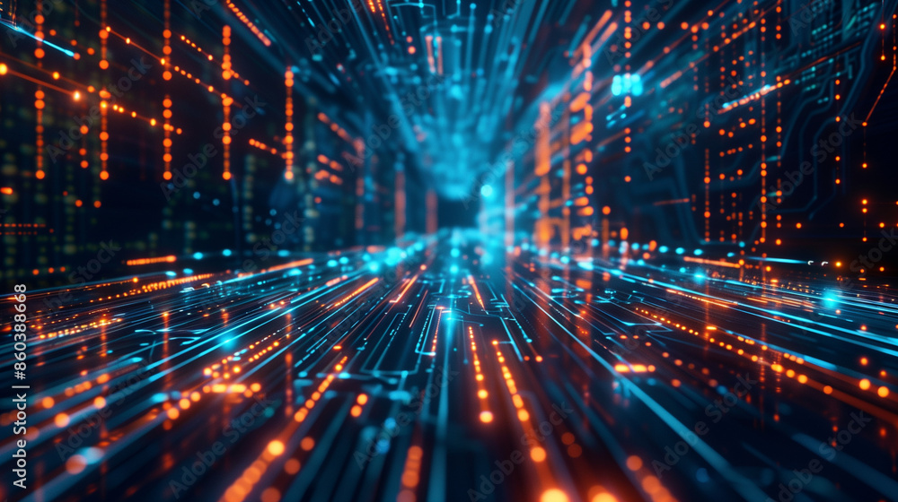 Futuristic digital data network with glowing lights and lines. Futuristic digital data network with glowing lights and lines.