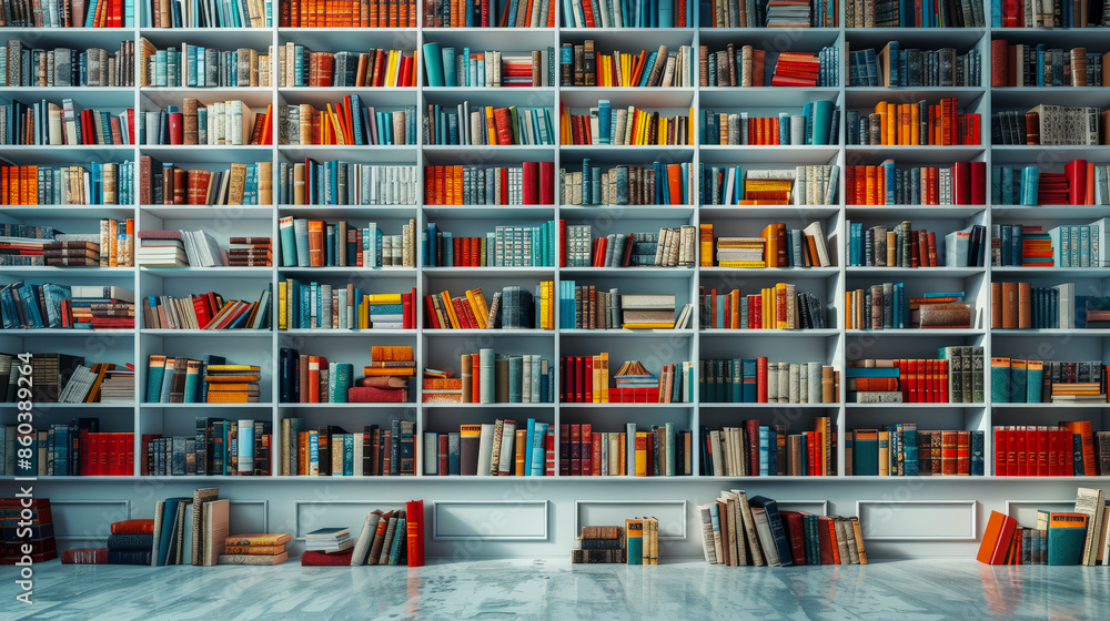 bookshelf pattern with dozens books generated by AI bookshelf pattern with dozens books generated by AI