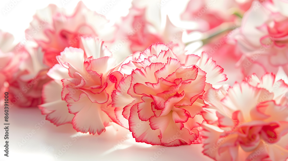 Fototapeta premium Stack Carnation flowers on white background : Generative AI