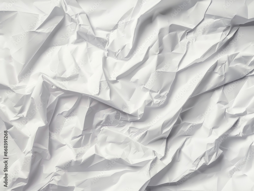 Fototapeta premium White Crumpled Paper Texture BackgroundSoft Shadows and Copy Space